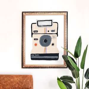 Camera Art Print | Photography Painting | Polaroid Wall Art | Vintage Home Decor | Photograph Gift | Gallery Wall Set | Gouache Illustration