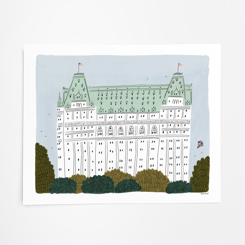 Plaza Hotel Art Print New York City Central Park Giclee New York Skyline NYC Wall Art NYC Watercolor Gallery Wall Illustration image 3