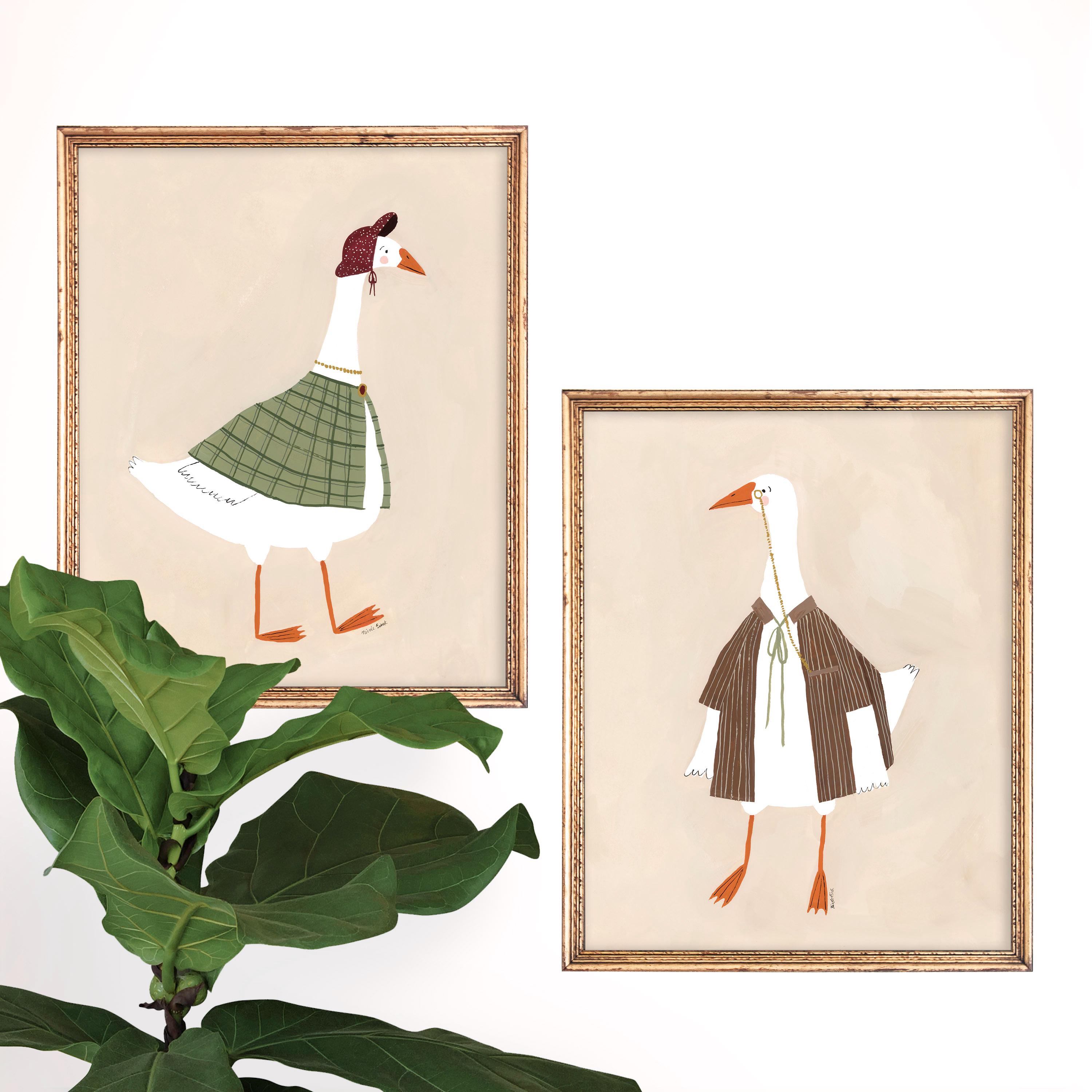 Silly Goose Art Prints | Set of 2 | Mother Goose Theme | English ...