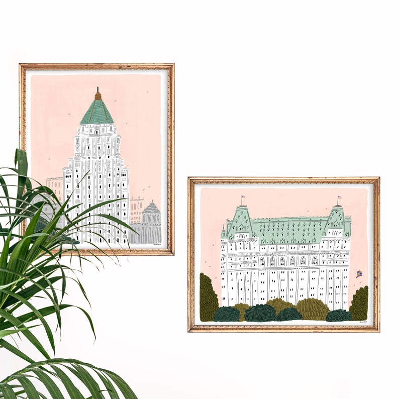 Plaza Hotel Art Print New York City Central Park Giclee New York Skyline NYC Wall Art NYC Watercolor Gallery Wall Illustration image 5