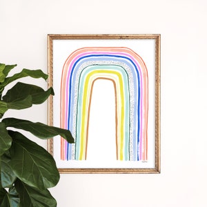 Rainbow Art Print | Colorful Wall Art | Clouds Sunshine Painting | Happy Painting | Watercolor | Gallery Wall Set | Gouache Art