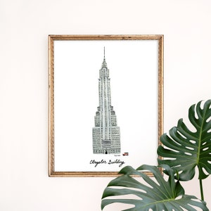 Chrysler Building Art Print | NYC Architecture | Art Deco Wall Decor | Watercolor Painting | Gouache Illustration | Gallery Wall Set | Home