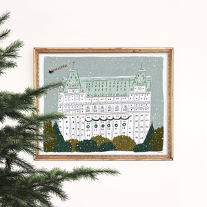 Christmas at the Plaza Hotel Art Print | New York City | Central Park Giclee | New York Skyline | NYC Wall Art | Gallery Wall | Illustration
