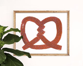 Soft Pretzel Art Print | Foodie Wall Hanging | Summer Home Decor | Children's Nursery Wall Art | Fair Poster | Gouache Illustration | Giclee