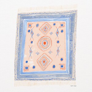 Area Rug Art Print | Moroccan Textile Painting | Unique Wall Art | Home Decor | Giclee Poster | Gallery Wall Set | Gouache Illustration bild 2