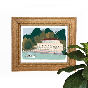 Prospect Park Art Print | Brooklyn New York | NYC Wall Art | Outdoor Boathouse Watercolor | Gallery Wall Set | Gouache Painting | Giclee