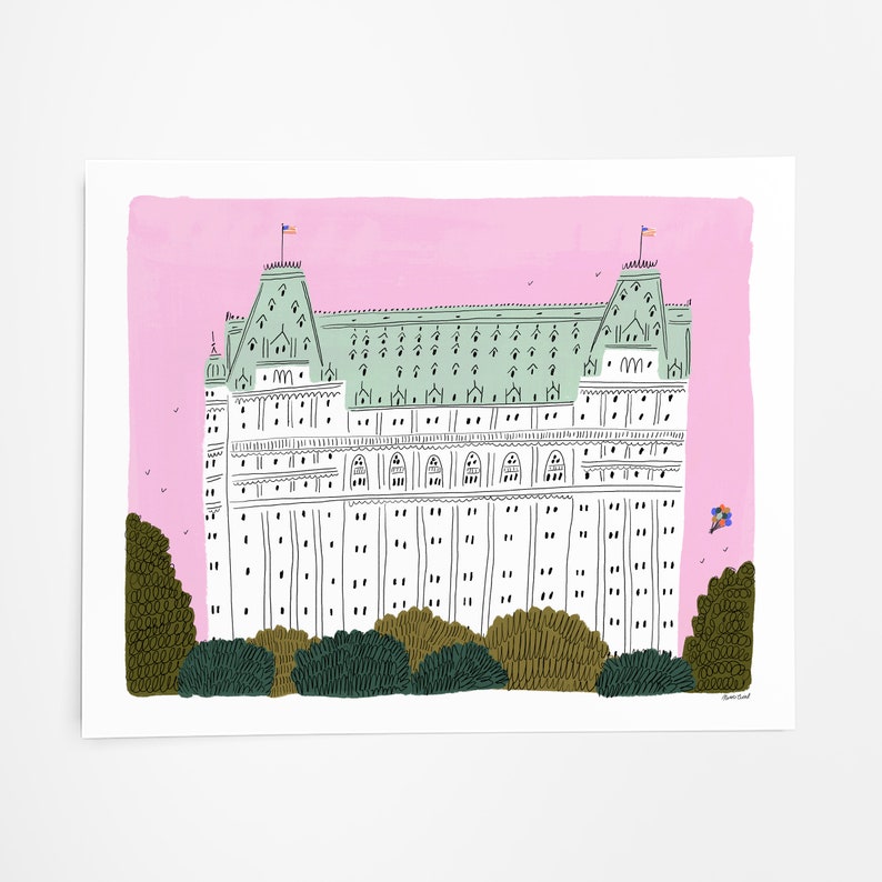 Plaza Hotel Art Print New York City Central Park Giclee New York Skyline NYC Wall Art NYC Watercolor Gallery Wall Illustration image 4