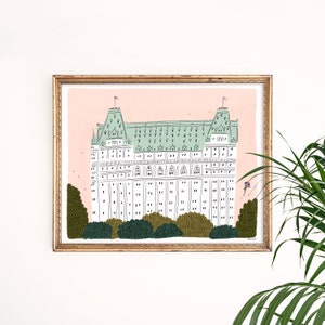 Plaza Hotel Art Print New York City Central Park Giclee New York Skyline NYC Wall Art NYC Watercolor Gallery Wall Illustration image 1