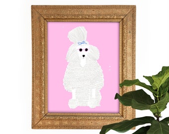 Fifi the French Poodle Art Print | Poodle Lover Gifts | Animal Home Decor | Paris France | Dog Giclee | Gallery Wall | Gouache Illustration