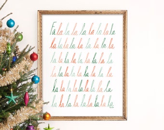 Falalalala Art Print | Holiday Wall Art | Christmas Gouache Painting | Seasonal Home Decor |  Typography Watercolor | Gallery Wall | Giclee