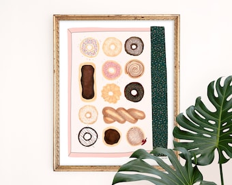 Donut Box Art Print | Whimsical Poster | Foodie Wall Art | Home Decor | Poster | Marker Illustration | Drawing | Children's Nursery Wall Art