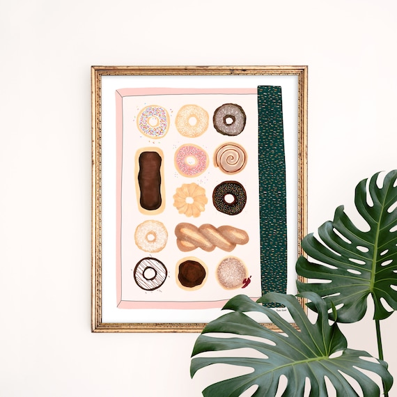Donut Box Art Print | Whimsical Poster | Foodie Wall Art | Home Decor | Poster | Marker Illustration | Drawing | Children's Nursery Wall Art