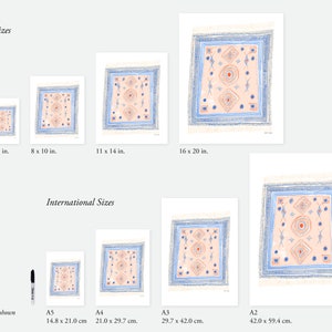 Area Rug Art Print | Moroccan Textile Painting | Unique Wall Art | Home Decor | Giclee Poster | Gallery Wall Set | Gouache Illustration bild 3
