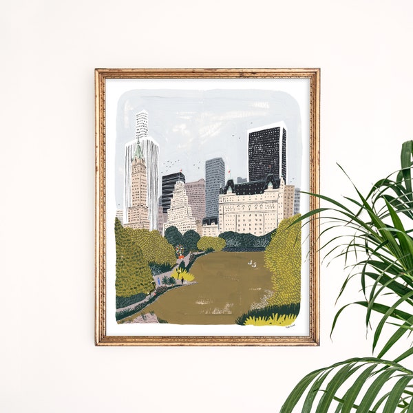 Central Park Art Print | New York City Art | New York Skyline | NYC Wall Art | NYC Watercolor | Gallery Wall Set | Gouache Art