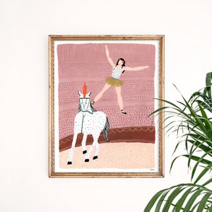 Circus Lady Art Print | Feminist Art | Girl Power Wall Decor | Horse Poster | Gallery Wall Set | Gouache Painting | Children's Nursery Art