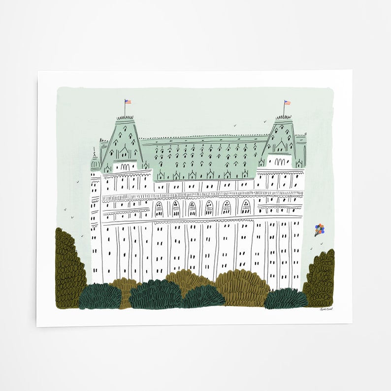 Plaza Hotel Art Print New York City Central Park Giclee New York Skyline NYC Wall Art NYC Watercolor Gallery Wall Illustration image 2