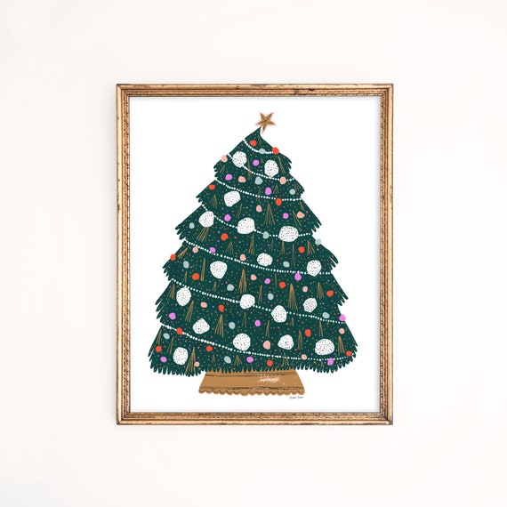 Christmas Tree Art Print | Holiday Wall Decor | Xmas Wall Art | Oh Tannenbaum Poster | Winter Watercolor | Gallery Wall Set | Giclee