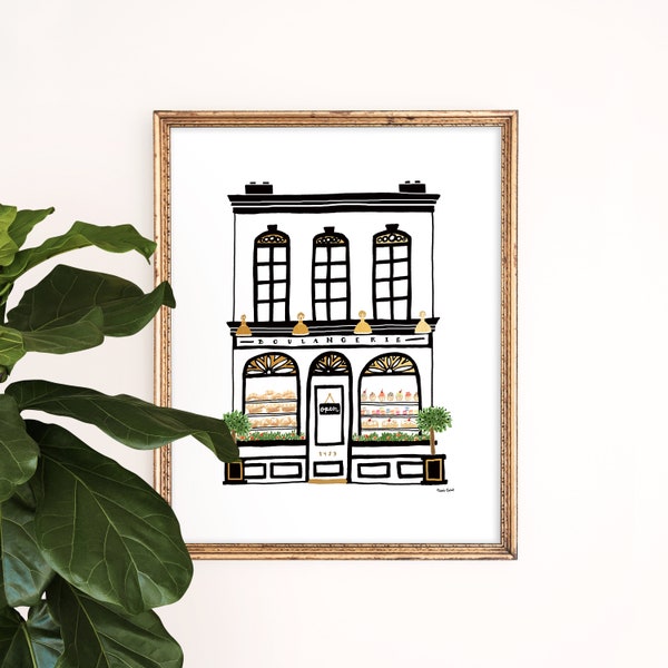 La Boulangerie | Paris Bakery Art Print | French Wall Art | Parisian Home Decor | Giclee Poster | Minimalist Illustration | Black and White