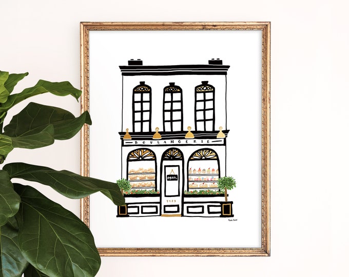 La Boulangerie | Paris Bakery Art Print | French Wall Art | Parisian Home Decor | Giclee Poster | Minimalist Illustration | Black and White