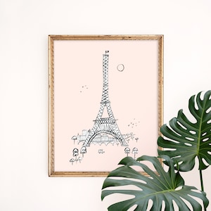 Eiffel Tower Art Print | Paris Wall Art | Architecture Wall Decor | France Poster | Paris Watercolor | Gallery Wall Set | Gouache Painting