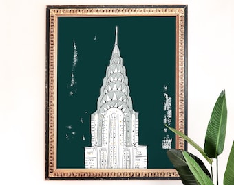 Chrysler Building Art Print | NY Architecture | New York Skyline Decor | NYC Wall Art | Gallery Wall Set | Nursery Wall Art | Giclee