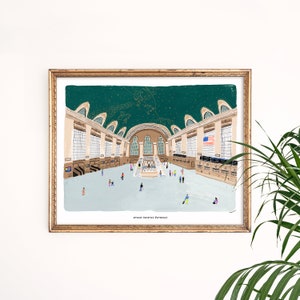 Grand Central Terminal Art Print | New York City Station | NYC Wall Art | Watercolor Train | Gallery Wall Set | Gouache Painting | Giclee