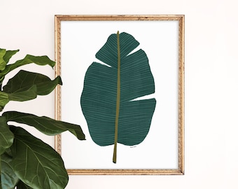 Banana Palm Leaf Art Print | Botanical Poster | Tropical Home Decor | Minimalist Wall Hanging | Gallery Wall Set | Nursery Illustration