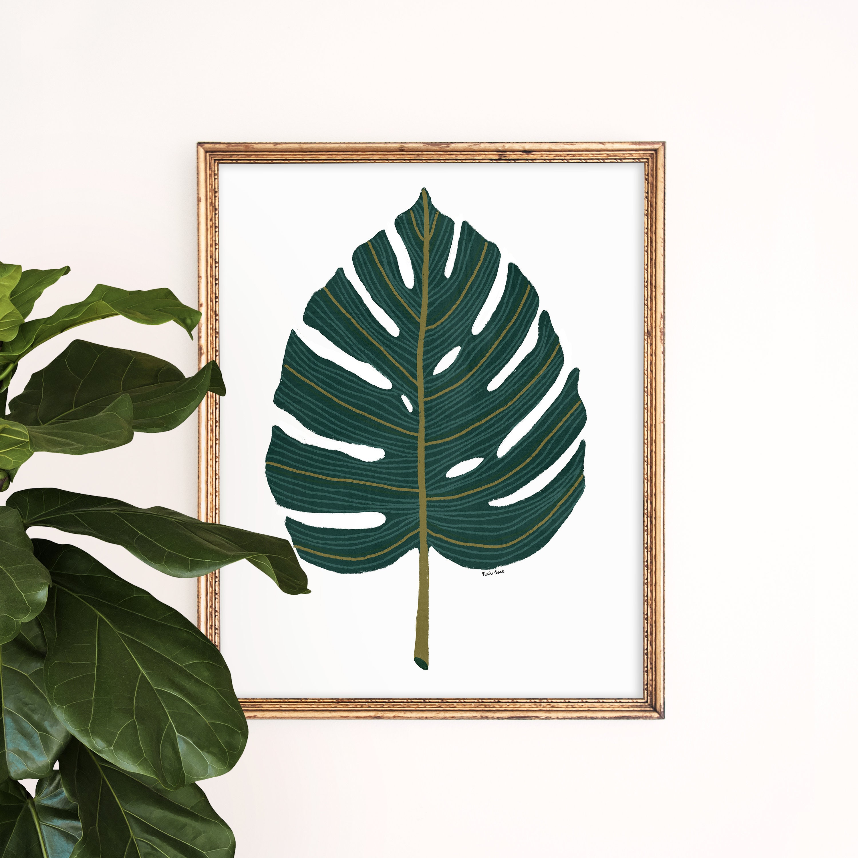 Monstera Palm Leaf Art Print | Botanical Poster | Tropical Home Decor ...