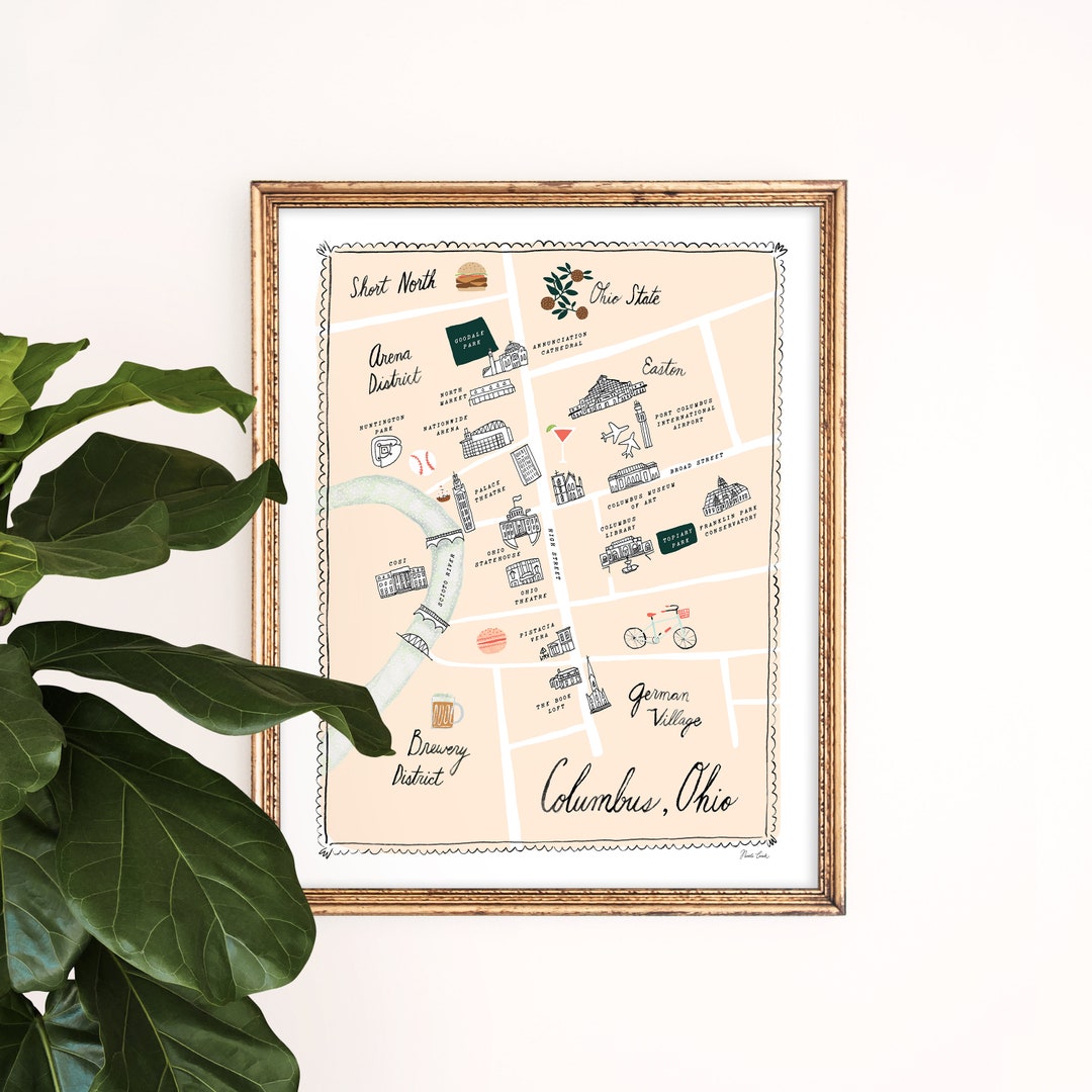 Columbus, Ohio Map Art Print Giclee Poster OSU Home Decor Graduation