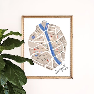 Budapest, Hungary Map Art Print | Geography Wall Art | Architecture Home Decor | Travel Souvenir | Gouache Illustration | Gallery Wall Set