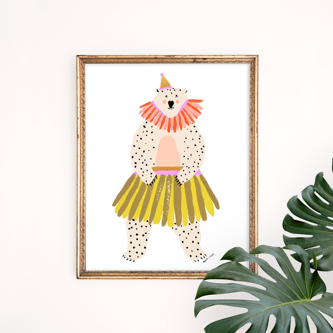 Dancing Bear Art Print | Animal Lover Art | Circus Decor | Polka Dot ...