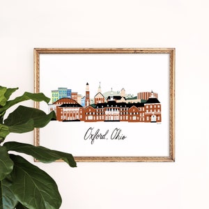 Oxford Ohio Art Print | Miami University College Wall Art | Home Decor | Graduation Gift | Giclee Poster | Illustration | Gallery Wall Set
