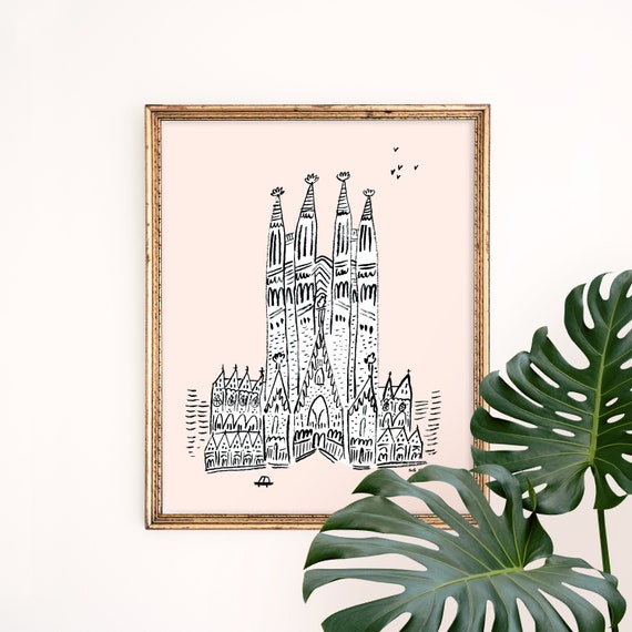 La Sagrada Familia Basilica Art Print Spain Wall Art | Etsy