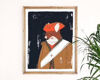 Fancy Fox Portrait Art Print | Woodland Animal | Baby Home Decor | Gender Neutral Nursery | Fox Painting | Watercolor Illustration