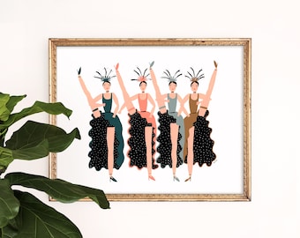 Can Can Dancer Art Print | Colorful Poster | French Wall Art | Paris Bedroom Decor | France Wall Hanging | Illustration | Gouache Painting