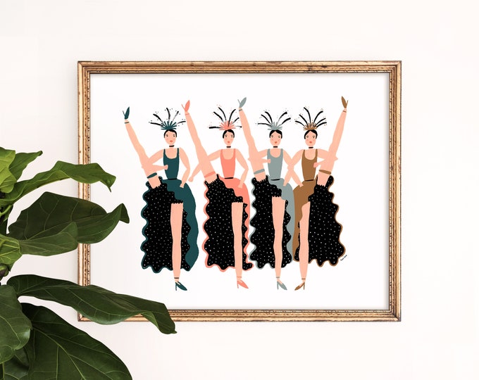 Can Can Dancer Art Print | Colorful Poster | French Wall Art | Paris Bedroom Decor | France Wall Hanging | Illustration | Gouache Painting