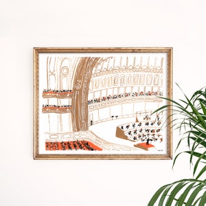 Orchestra Hall Art Print | Theatre Wall Decor | Musical Wall Art | Giclee Poster | String Wall Hanging | Gouache Painting | Gallery Wall Set