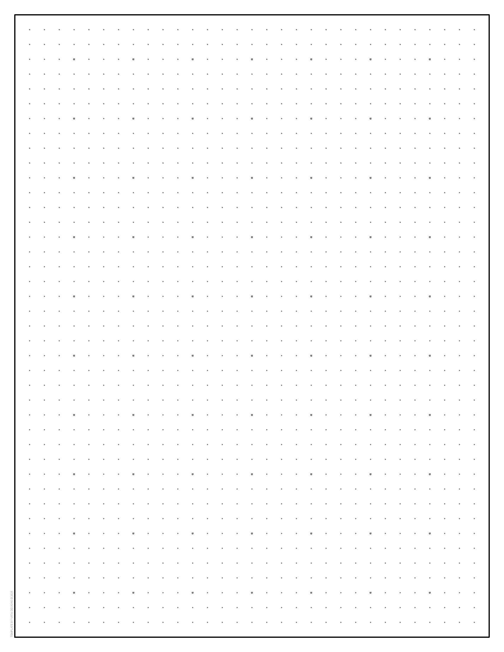 1/4" Dot Grid Template on 8.5” X 11” Letter Size | 1/4" Square With ...