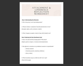 Attachment and Limerence Reflection Worksheet