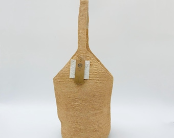 Handwoven Raffia Bucket Bag, Natural Straw Summer Beach Tote, Boho Lightweight Travel Bag