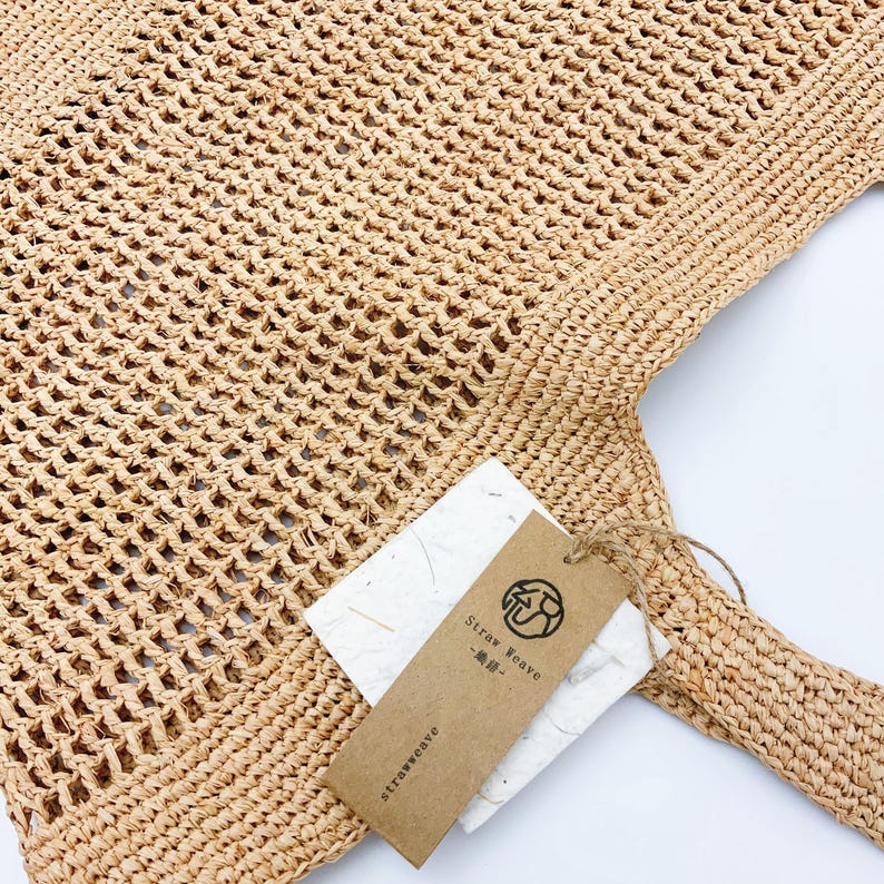 Handwoven Raffia Tote Bag, Eco Friendly Straw Bag, Large Capacity Beach Vacation Bag, French Style Boho Shoulder Handbag for Women