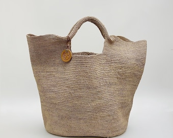 Luxury Raffia Tote Bag, Handwoven Straw Beach Bag, Large Capacity Woven Handbag, Summer Vacation Shoulder Tote for Women, Gift for Her