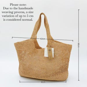 Handwoven Raffia Tote Bag, Eco Friendly Straw Bag, Large Capacity Beach Vacation Bag, French Style Boho Shoulder Handbag for Women