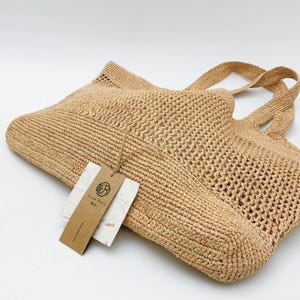 Handwoven Raffia Tote Bag, Eco Friendly Straw Bag, Large Capacity Beach Vacation Bag, French Style Boho Shoulder Handbag for Women