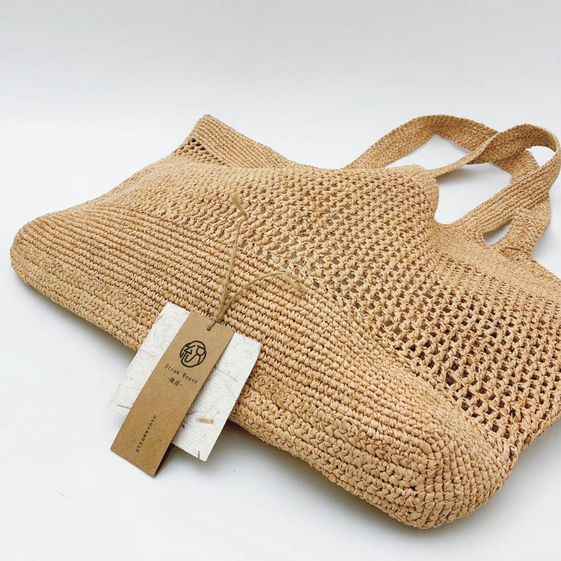 Handwoven Raffia Tote Bag, Eco Friendly Straw Bag, Large Capacity Beach Vacation Bag, French Style Boho Shoulder Handbag for Women