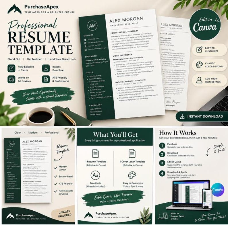 Cv Layput Examples Professional CV Resume Template for Job Offering, Executive Resume ATS ...