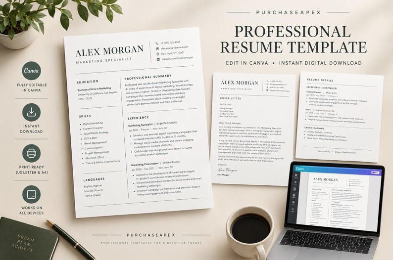Cv Layput Examples Professional CV Resume Template for Job Offering, Executive Resume ATS ...