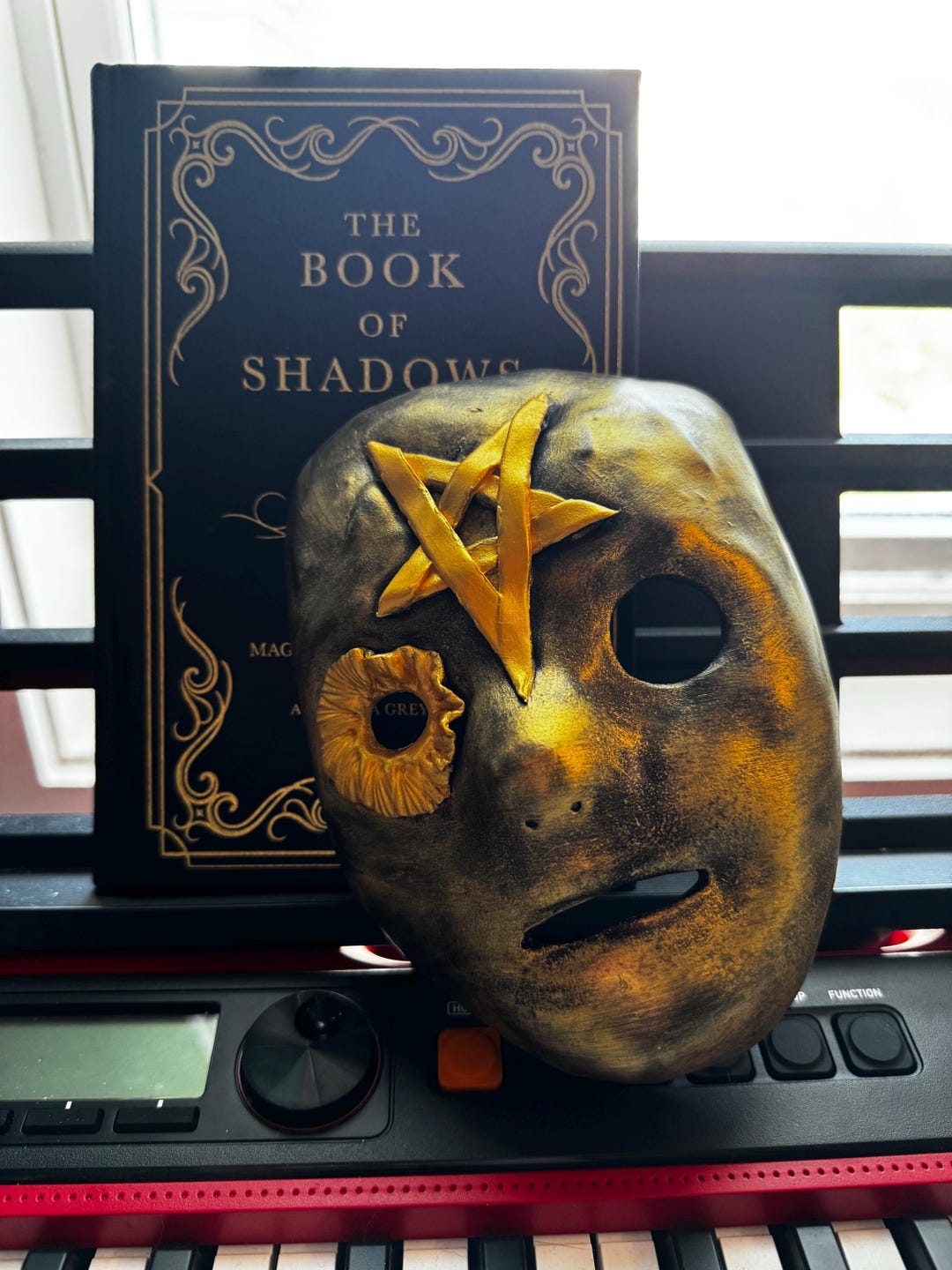 Dark Ritual Props Handcrafted Occult Ritual Mask – Gold & Black Distressed Finish ...