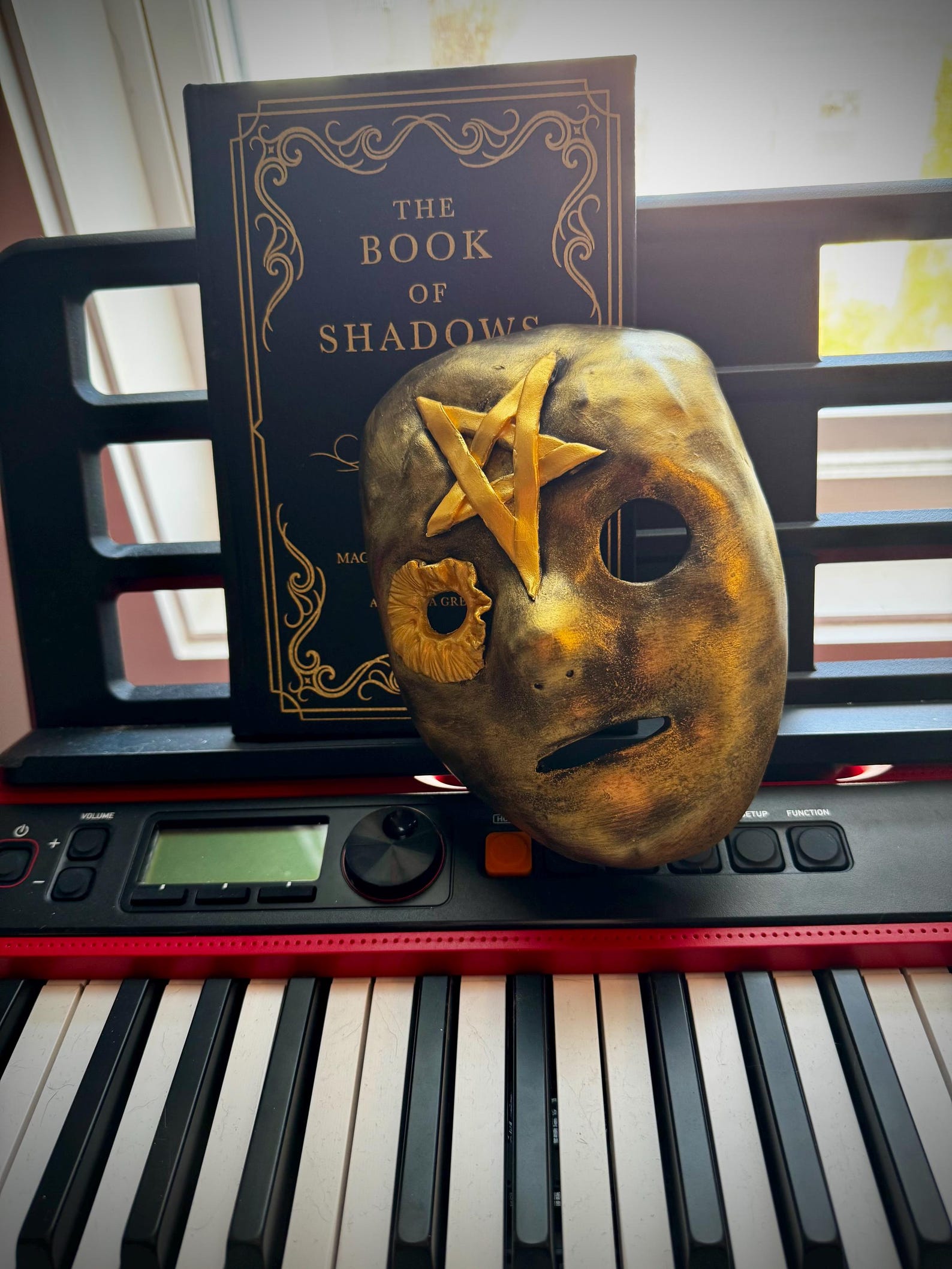 Dark Ritual Props Handcrafted Occult Ritual Mask – Gold & Black Distressed Finish ...
