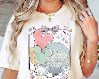 Retro Coquette Bow Disney Epcot Shirt, Disney Trip Shirt, Epcot World Tour 1982 Shirt, Disneyworld Family Matching Tee, Disney Vacation Tee
